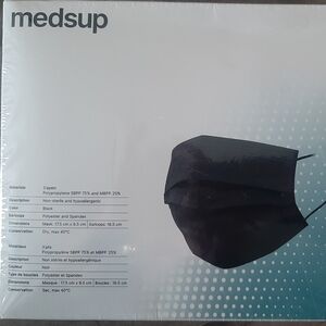 100 Masks from Medsup General Purpose Masks MPB-100 Earloop/3 Layer/Black